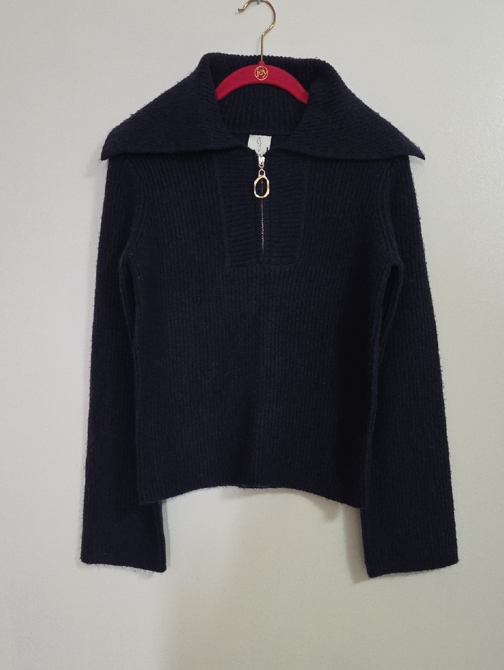 Joie Navy Zip Collar Ribbed Sweater NWT XS